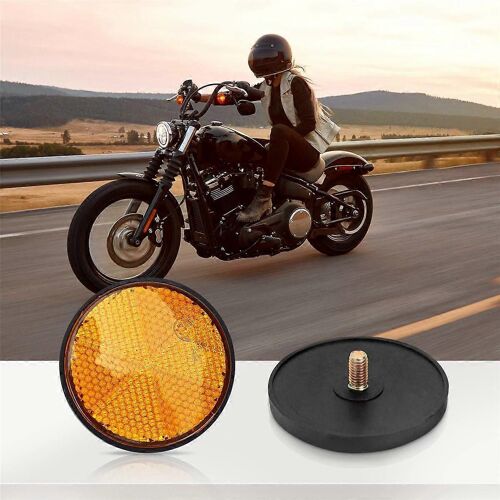2pcs 2 '' Rond Jaune Réflecteur Universel Pour Moto Vtt Dirt Bike