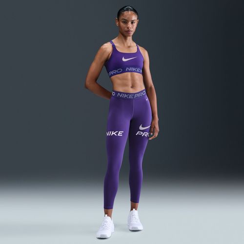 Legging 7/8 Taille Mi-Haute À Empiècement En Mesh Et Motif Nike Pro Pour Femme - Pourpre