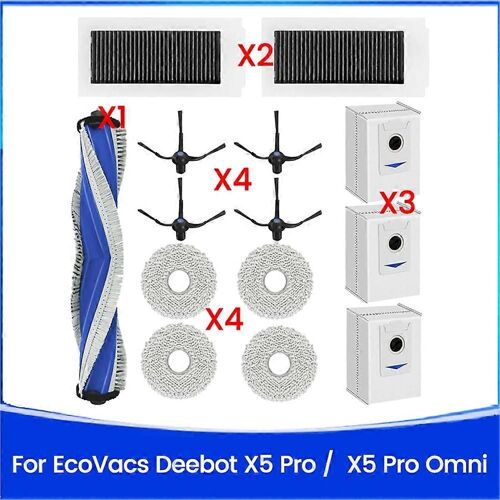 Lot de 14 pièces de rechange pour aspirateur X5 PRO / X5 Pro OMNI, chiffon de nettoyage, filtre Hepa, brosse latérale principale
