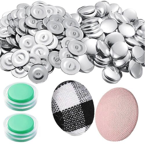 100 Ensembles De Boutons De Couverture Kit De Bricolage En Tissu Tissu Couverture Boutons 1,1 Pouce