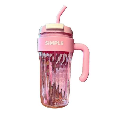 Tasse En Plastique Simple Et Pratique De Grande Capacité Pour Fille,Idéale Pour Le Bureau,Rose