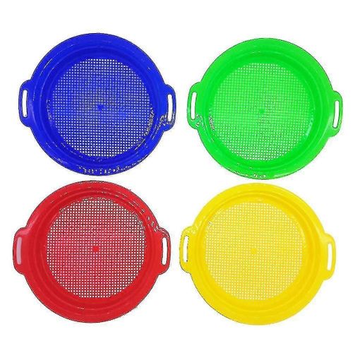 4pcs Plastique Sable Tamis Enfants Jouant Jouets Plage Sable Tamis Jouet Drôle Plage Jouet (Rouge,Jaune,Bleu,Vert)