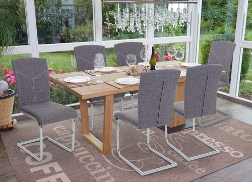 Lot de 6 chaises de salle à manger HWC-F36, chaise de cuisine cantilever chaise de conférence   tissu/textile, gris