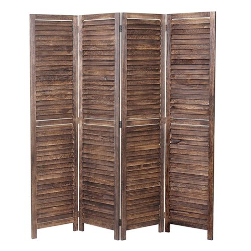 Paravent HWC-C30, paroi de séparation, shabby, 170x160cm   brun