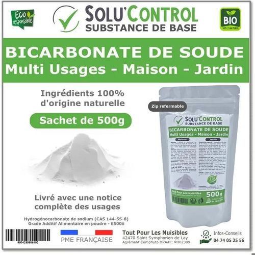 Bicarbonate de Soude - Naturel - 500 g - Multi Usages - Entretien Maison et Jardin - Écologique