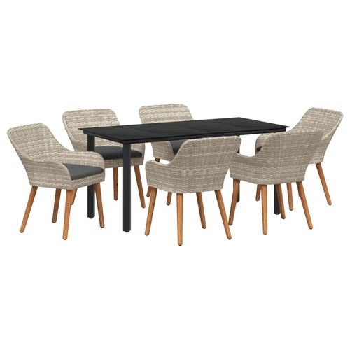 Vidaxl Ensemble De Salle À Manger 7 Pcs Gris Clair Et Noir