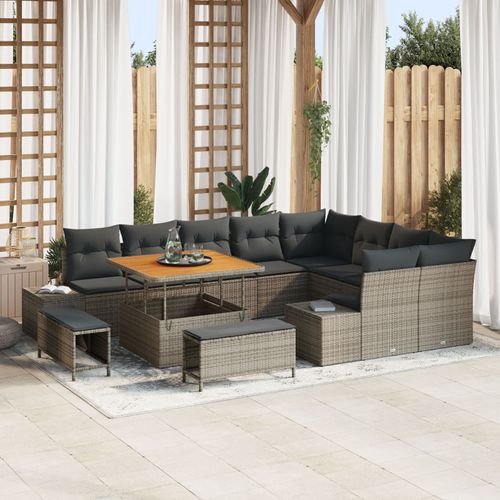 Vidaxl Ensemble De Canapé De Jardin 12 Pcs Gris Foncé Et Gris