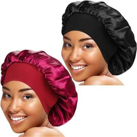 Lot 2 Bonnets Nuit Satin Femme - Large Bande