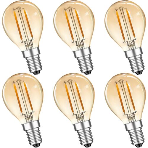 Kal-Ampoule Led E14 2w,Ampoule Led E14 2w Vintage,Ampoule 2w G45 Blanc Chaud 2700k,Remplace Ampoule À Filament 10w,Ampoule Rétro Éclairage,Non Dimmable,Ambre,Lot De 6