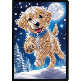 Diy Diamant Peinture Art 5d Point De Croix A5 Carnet Blanc D'écriture Carnet De Notes A5 Secret Diamond Paitning Carnet De Croquis Adulte Bloc-Notes Individuel Cadeau Créatif Journal Chien