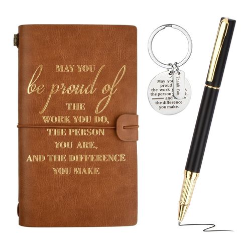 Carnet De Notes En Cuir A6,Carnet De Voyage Notebook Avec Stylo Et Porte-Clés,Cahier Rechargeable A6,Carnet D'écriture,Carnet Voyage Anniversaire Noël Graduation Paques Cadeaux (Kaki)