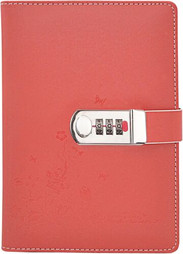 Cuir Carnet De Notes Agenda Planificateur Organisateur Avec Serrure À Combinaison,Papillon Et Motif De Fleurs Cahier/Journal Bloc-Notes,A5 Taille 210x145mm.[M389]