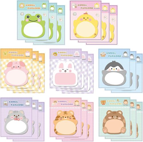 24 Pack Notes Adhésives En Forme Animaux,Mini Notes Autocollantes,Pour Les Études,La Maison,Le Bureau,La Colocation Ou Les Cadeaux