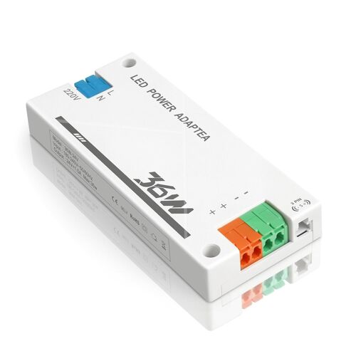 Transformateur 220V 24V LED 36W,Avec connecteur 3PIN pour lampe à Led Strip,alimentation 24v 36w 1.5A pour G4,GU5.3,MR11,MR16,Bande LED,Transfo AC à DC,convertisseur 220v 24v,Non Dimmable