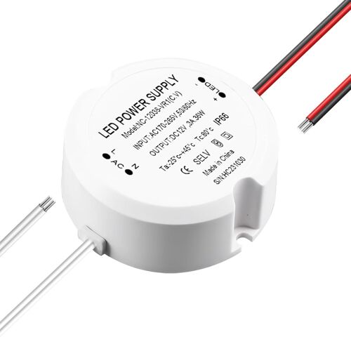 Transformateur LED 12 V 36 W 3 A : mini bloc d'alimentation 12 V,transformateur 230 V vers 12 V,petit transformateur étanche IP67,tension constante 230 V vers 12 V pour bandes LED