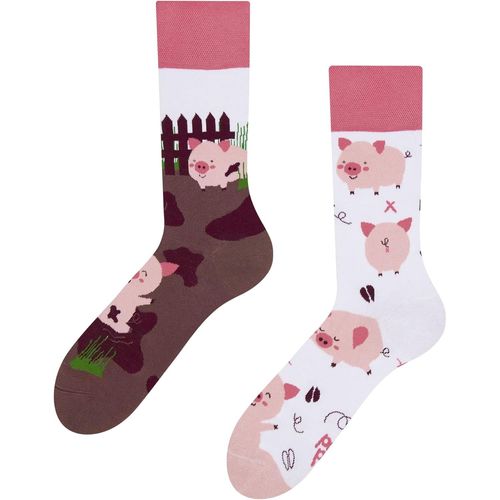 Kjakl-Chaussettes Unisexe Homme Femme & Enfants Beaucoup Designs Amusants Gauche Droite Différent, Couleur: Rose, Motif: Cochons Joyeux, Taille: 39-42