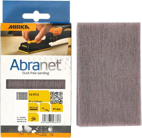 Abranet Bande abrasive en filet 81x133 mm autoagrippant - grain P120 - 10 pces - pour poncer le bois, le mastic, la peinture, le plastique - AE178F1012
