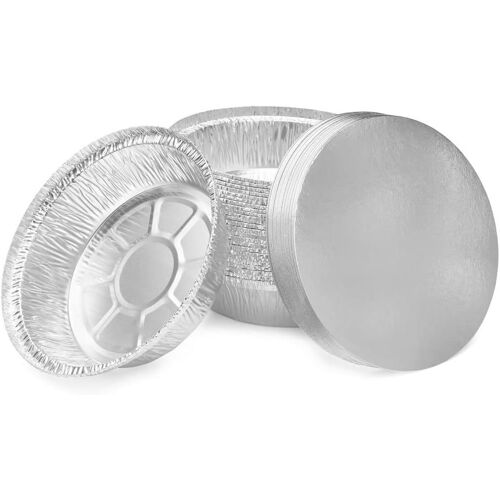 GOTHICANA BY EMP- 25 Barquettes En Aluminium Jetables Avec Couvercle Pour Transport De Nourriture - Congélation - Barbecue - Cuisson Au Four (750Ml)