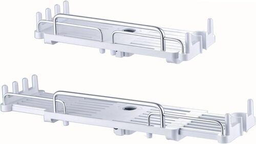 Étagère de douche télescopique pour salle de bain, sans perçage, organiseur pour shampooing, savon avec boucle et crochet pour pommeau de douche, 18-25 mm