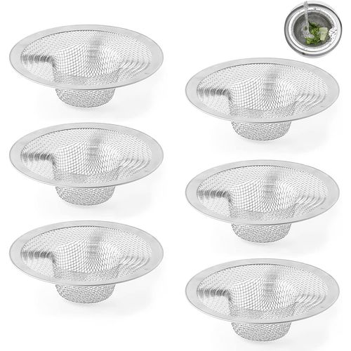 Lot De 6 Filtres Pour Évier, Salle De Bain, Filtres Pour Lavabos, Filtre Pour Évier De Cuisine, En Acier Inoxydable 316[POU8806796]