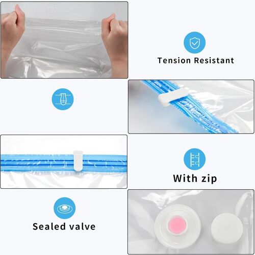 SJZG-Lot De 7 Sacs Sous Vide Pour Vêtements - 60 X 80 Cm - Réutilisables - Sacs De Compression Pour Vêtements, Voyages, Couettes