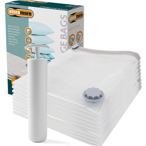 SJZG-Lot De 10 Sacs De Rangement Sous Vide Avec Pompe - Sacs Réutilisables Pour Voyage, Couettes, Linge De Maison, 60 X 80 Cm, Design Hermétique Et Étanche (M)