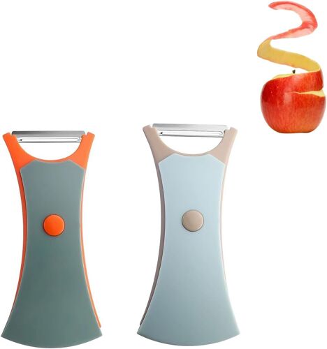 Veggieglide- Râpe Légumes Double Face,Éplucheur Double Fonction En Acier Inoxydable,2 En 1 Pour Éplucher Et Râper,Éplucheur À Fruits Et Légumes Avec Poignée Ergonomique (2 Pcs).