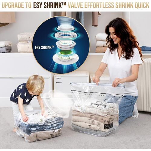 SJZG-Sacs Sous Vide Cube Pour Vêtements De Voyage, Taille Moyenne, Sacs Sous Vide Réutilisables Pour Valises Et Bagages, Sacs Sous Vide Réutilisables (Lot De 10, 50 X 30 X 65 Cm)