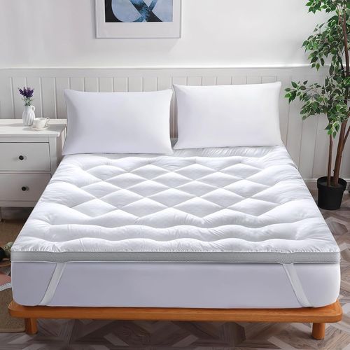 lbgwp60-Surmatelas Simple Ultra Doux, 6 Cm D'Épaisseur, 90 X 190 Cm, Blanc, Fibre Alternative Au Duvet, Rafraîchissant, Évacuant L'Humidité, Respirant, Lavable En Machine