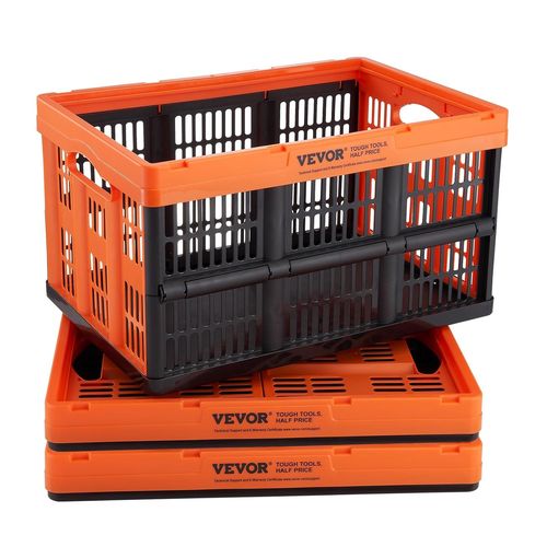 Lbgwp60-Panier De Rangement Plastique Pliable 3pcs Caisse De Rangement Empilable Capacité D'1 Panier 45 L Avec Poignées Grands Bacs Robustes De Stockage Pour Vêtements Jouets Livres Accessoires Épice