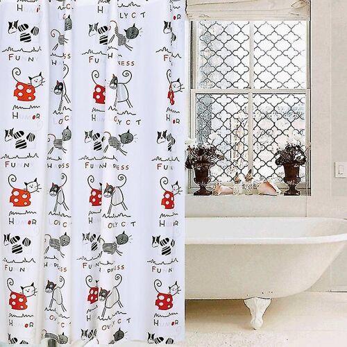 Rideau de douche abstrait pour chat avec des lettres,Thème chat Salle de bain Accessoires de décoration,Cadeau pour femmes,hommes,