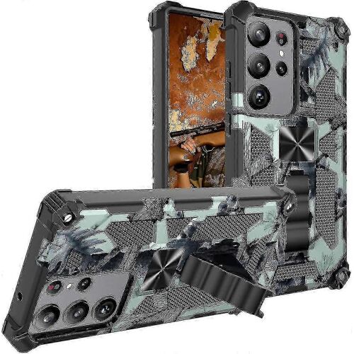 Étui De Camouflage De Qualité Militaire Pour Samsung Galaxy S23 Ultra / S23 + / S23 Avec Béquille Heavy Duty Sho