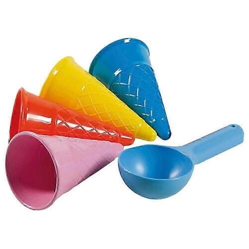 5pcs Enfants Plage Jouets Enfants Bord De Mer Sable Glace Crème Cornets Et Scoop Jouets D'extérieur (Couleur aléatoire)