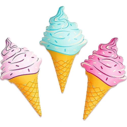 Cornets De Crème Glacée Gonflables,Trois Par Commande. Aucun Choix De Couleur (Rose,Bleu,Violet)(3pcs)