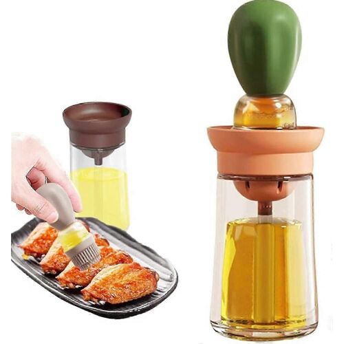 Bouteille distributrice d'huile, bouteilles de condiments 2 en 1 pour la cuisine, la cuisson, le barbecue, le gril, l'arrosage de la dinde et la pâtisserie (vert)