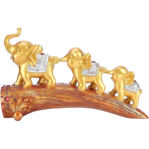 Sculpture de statue d'éléphant Ornements innovants en résine synthétique Ameublement de bureau Or Éléphant Déco