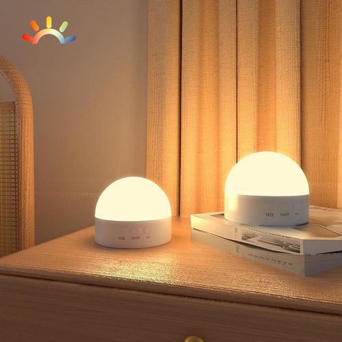 Lot De 2 Veilleuses Led Usb Pour Enfants - 8 Modes Avec Lumières Rvb - Intensité Variable - Lampe De Chevet Pour Chambre D'enfant - Lumière Rouge Pour Chambre À Coucher - Blanc