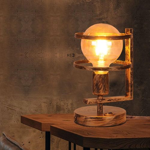 Lampe De Table Décorative,Rétro Atmosphère Lampe,Lampe De Bureau En Métal E27 Lampe Chevet De Nuit Abat-Jour Chambre Avec Interrupteur (No Bulb)
