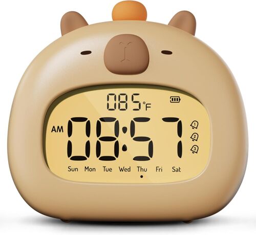 Réveil Nocturne Pour Enfant, Reveil Enfant Capybara Digital Chevet, Luminosité Réglable Par Led, 3 Groupes De Réglages D'Alarme Éducatif Jour Nuit, Adapté Aux Enfants, Étudiants Et Adolescents