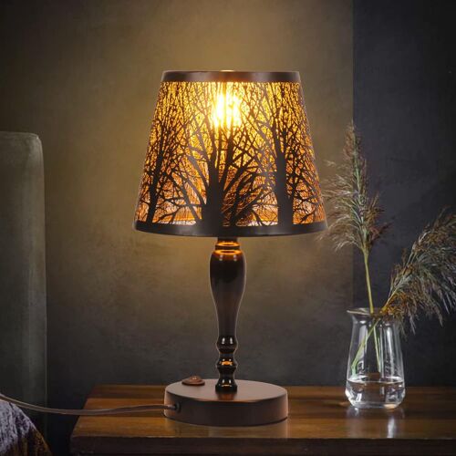 Lampe De Table Industrielle En Métal, E27 Lampe De Bureau Rustique Avec Abat-Jour En Forme De Cage, Chevet De Vintage Edison Pour Le Salon, Avec Interrupteur (No Bulb)