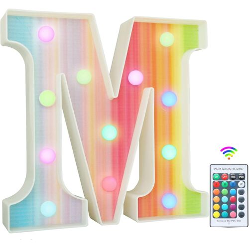 Lettres Lumineuses Arc-En-Ciel À Del Colorées, 16 Couleurs Changeantes, Cadeaux Pour Filles, Femmes, Décorations De Fête, D'anniversaire, Veilleuse, Noël, Saint-Valentin, Décoration De Table Murale ¿