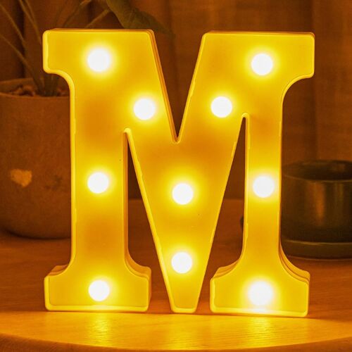 Lampe Led En Forme De Lettres 3D - Veilleuse Décorative - Pour Mariage, Anniversaire, Fête, Noël (M)