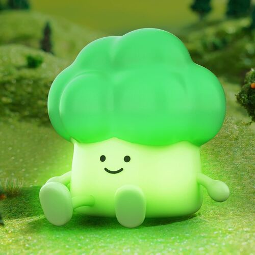Mignon Led Veilleuse Enfants, Brócoli Lampe De Chevet Pour Enfant Avec Timer 1200mah Rechargeable Tactile Contrôle 3 Luminosité Kawaii Silicone Veilleuse Bébé Pour Cadeaux Décoration