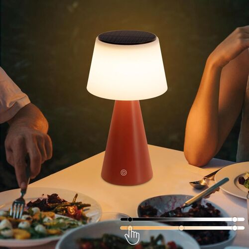 Lampe De Table À Énergie Solaire, Veilleuse, Lampe De Table Led Sans Fil, Lampe De Table À Batterie Usb Rouge À Intensité Réglable Tactile Rechargeable 3600 Mah Pour Salon Moderne