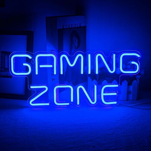 Gaming Zone Blue Signe De Néon Led Néon Illuminant Le Signe De Décoration Murale Chambre À Coucher, Salon, Fête
