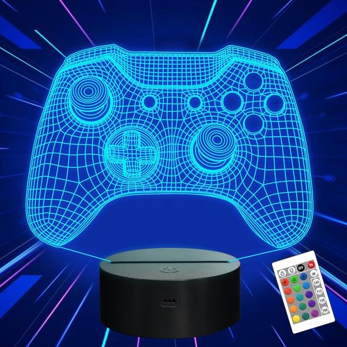 Gamepad Lampe Illusion 3d, Contrôleur Veilleuse Avec Télécommande + Minuterie 16 Lampes De Bureau À Changement De Couleur Enfants Gamer Cadeaux De Décoration De Chambre For Garçons Hommes