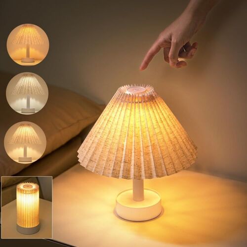 2-In-1 Wireless Led Table Lamp, Usb Rechargeable Bedside Lamp, Touch Dimmable, Pleated Tissue Screen, Can Be Placed On Desk, Bedside, Bedroom, Outdoor, Living Room Lamps, Night Light