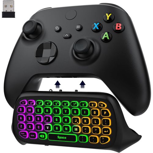Clavier Rétro-Éclairage Rvb Compatible Avec Manette Xbox One, Xbox Series X/S, Clavier Jeu Sans Fil Avec Récepteur 2,4g & Prise Audio 3,5mm, Accessoire Pour Manette Xbox One/One S/Elite/2, Noir