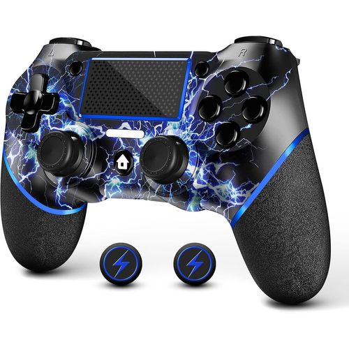 Wireless Controller Remplace Le Contrôleur Ps4, La Poignée De Jeu Sans Fil À Double Vibration Et La Batterie Rechargeable,Compatible Avec Ps4 (Bleu)