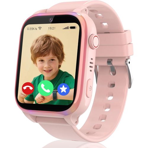 Asfasfq-Elejafe 4g Montre Connectée Enfant Gps, Montre Gps Enfant Téléphone Avec Appel Vidéo Sos Réveil Appareil Caméra Ip68 Mode Scolaire Jeux Chat(Rose-Gps)